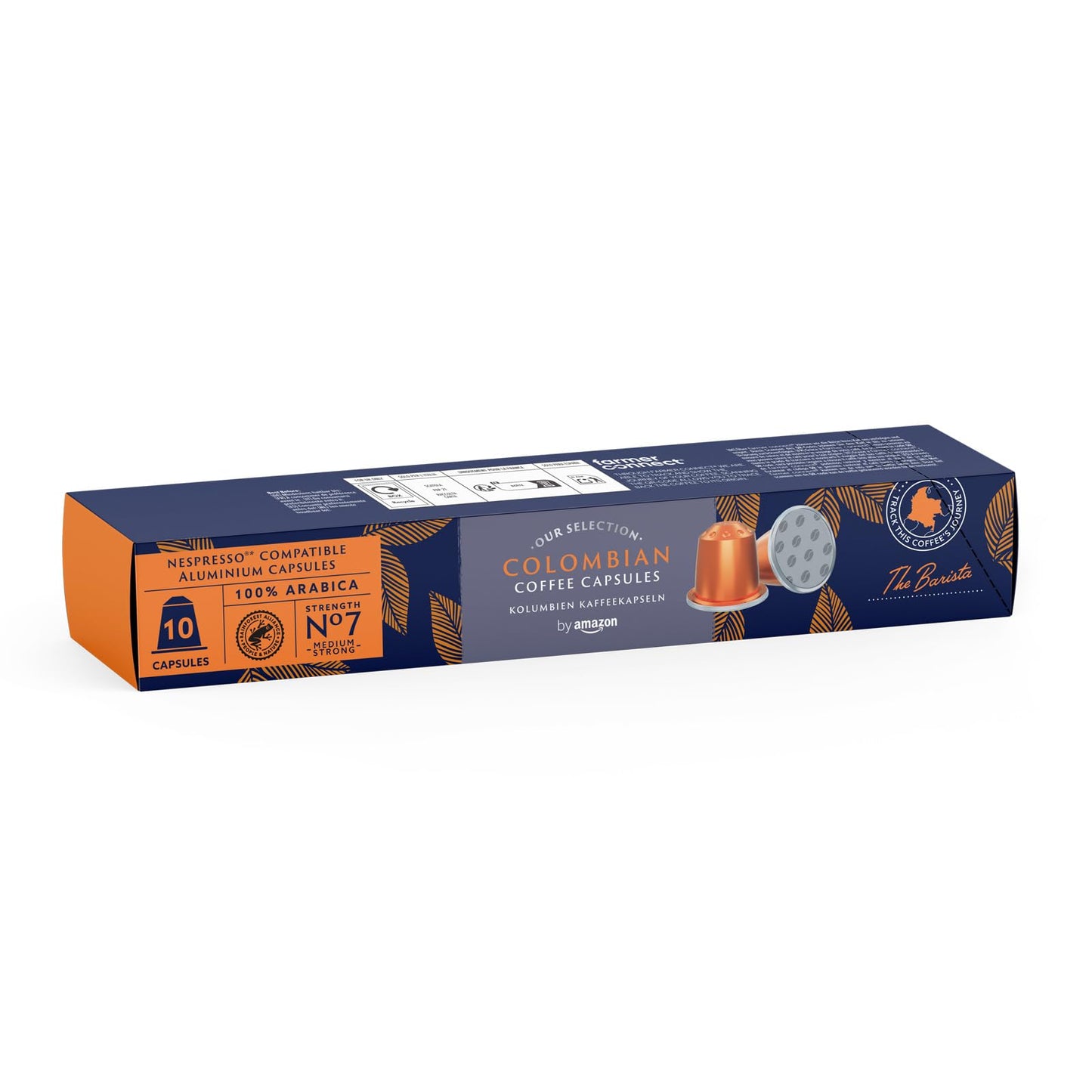 by Amazon Colombian Coffee Nespresso Compatible Aluminium Pods, Medium Roast, 100 Count, (10 Packs of 10) - Rainforest Alliance Certified