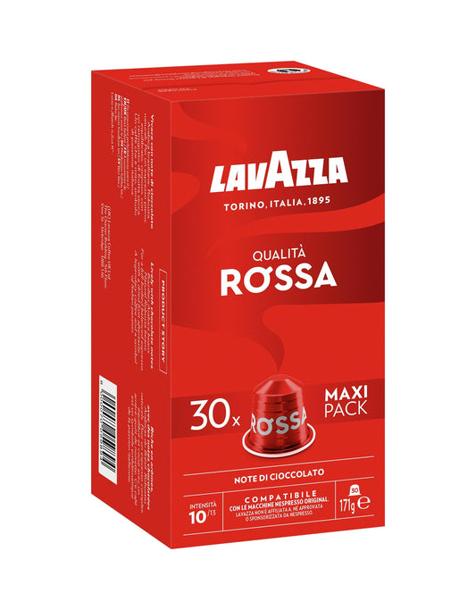 Lavazza Red Quality, Nespresso Compatible Aluminium Capsules, Zero CO2 Impact, 30 Count
