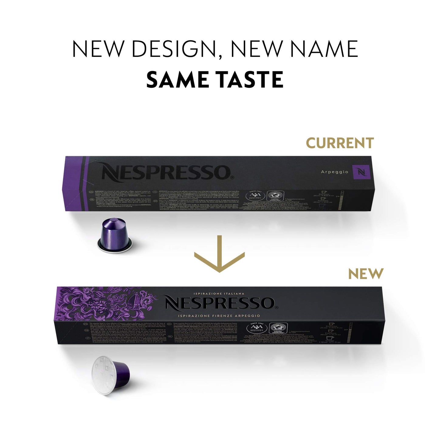 Nespresso Original Coffee Pods, 50 Mixed Pack - 10 Arpeggio, 10 Ristretto, 10 Capriccio, 10 Roma, 10 Livanto Capsules for Nespresso Machines. Make Espressos, Cappuccino and Macchiato. Recyclable Pods