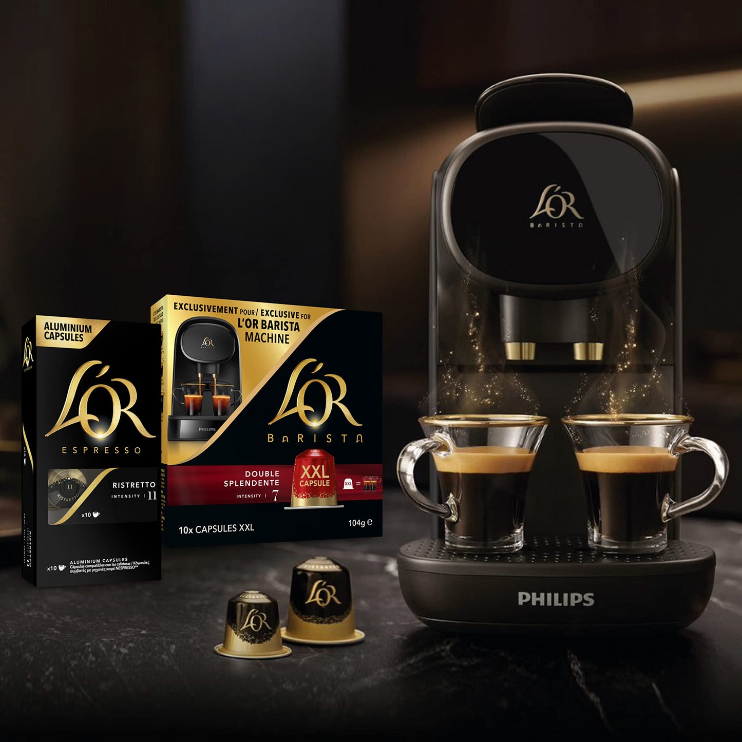 L'OR Espresso Ristretto Coffee Pods x40 Intensity 11 (Pack of 1, Total 40 Capsules)