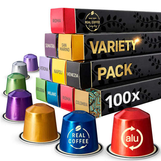 Variety Pack: 100 Nespresso Compatible Pods. 9 Different Varieties With Coffee Capsules